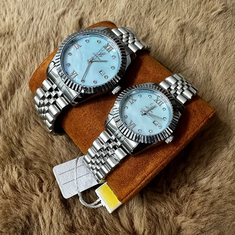 Louis Cardin Tiffany Blue Dial Couple Set- 1800G/8800L